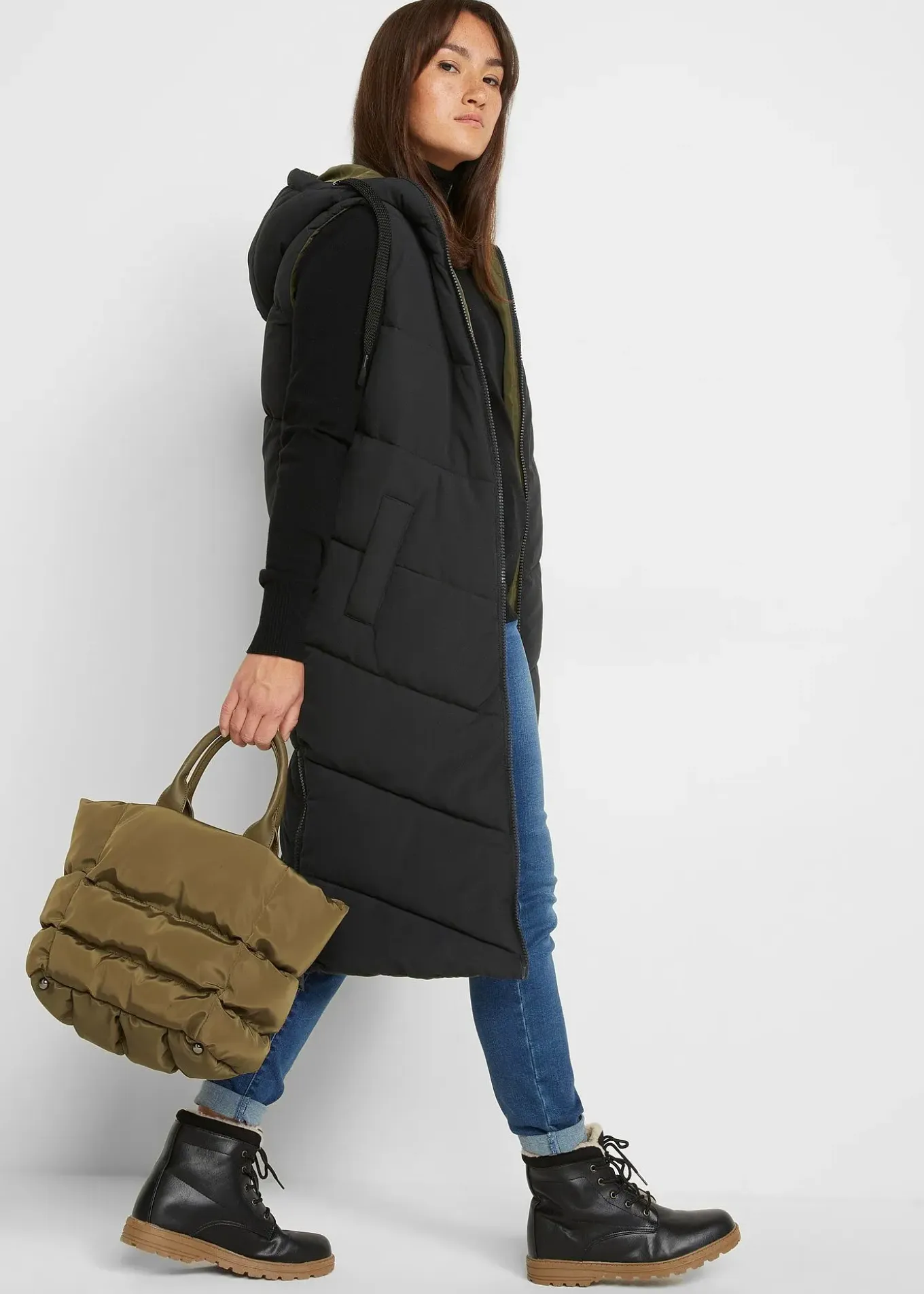 Gilet sans manches matelassé réversible en polyester recyclé avec capuche