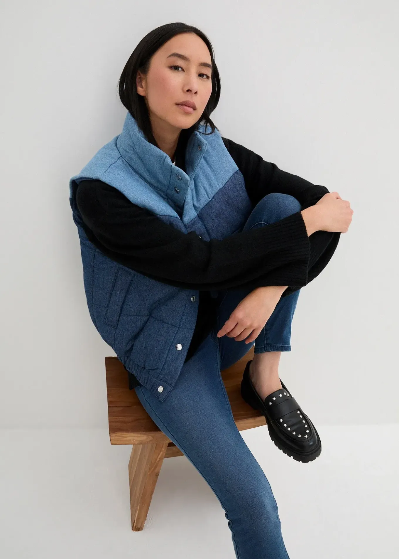 Gilet sans manches matelassé en jean