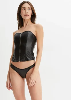 Guêpière + string enduits (ens. 2 pces)