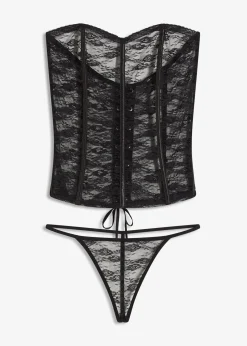 Guêpière et string en dentelle (ens. 2 pces)