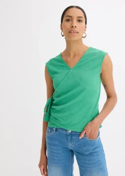 Haut esprit cache-cœur en jersey crêpe