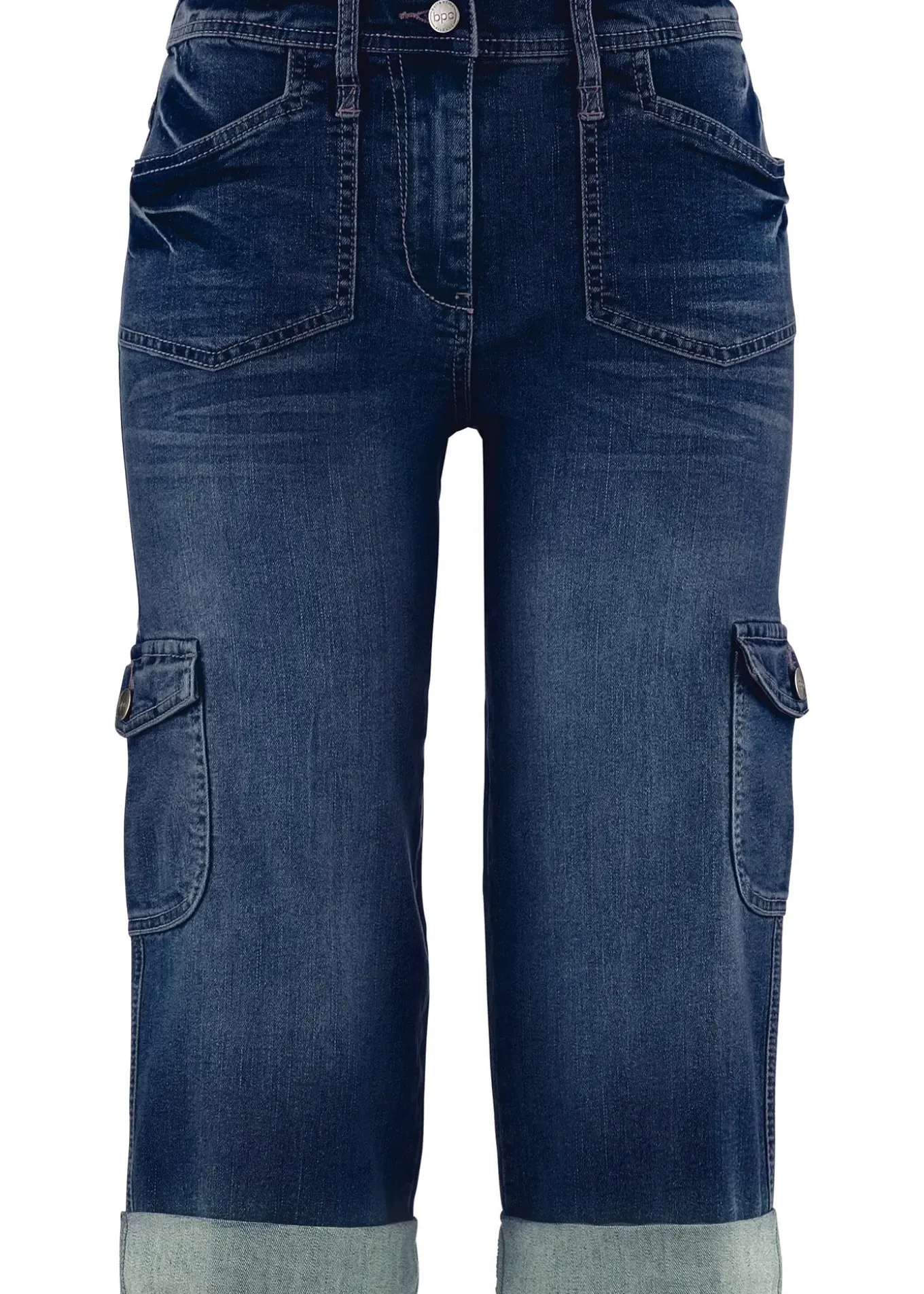 Jean 3/4 cargo stretch, taille normale
