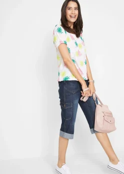 Jean 3/4 cargo stretch, taille normale