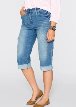 Jean 3/4 cargo stretch, taille normale
