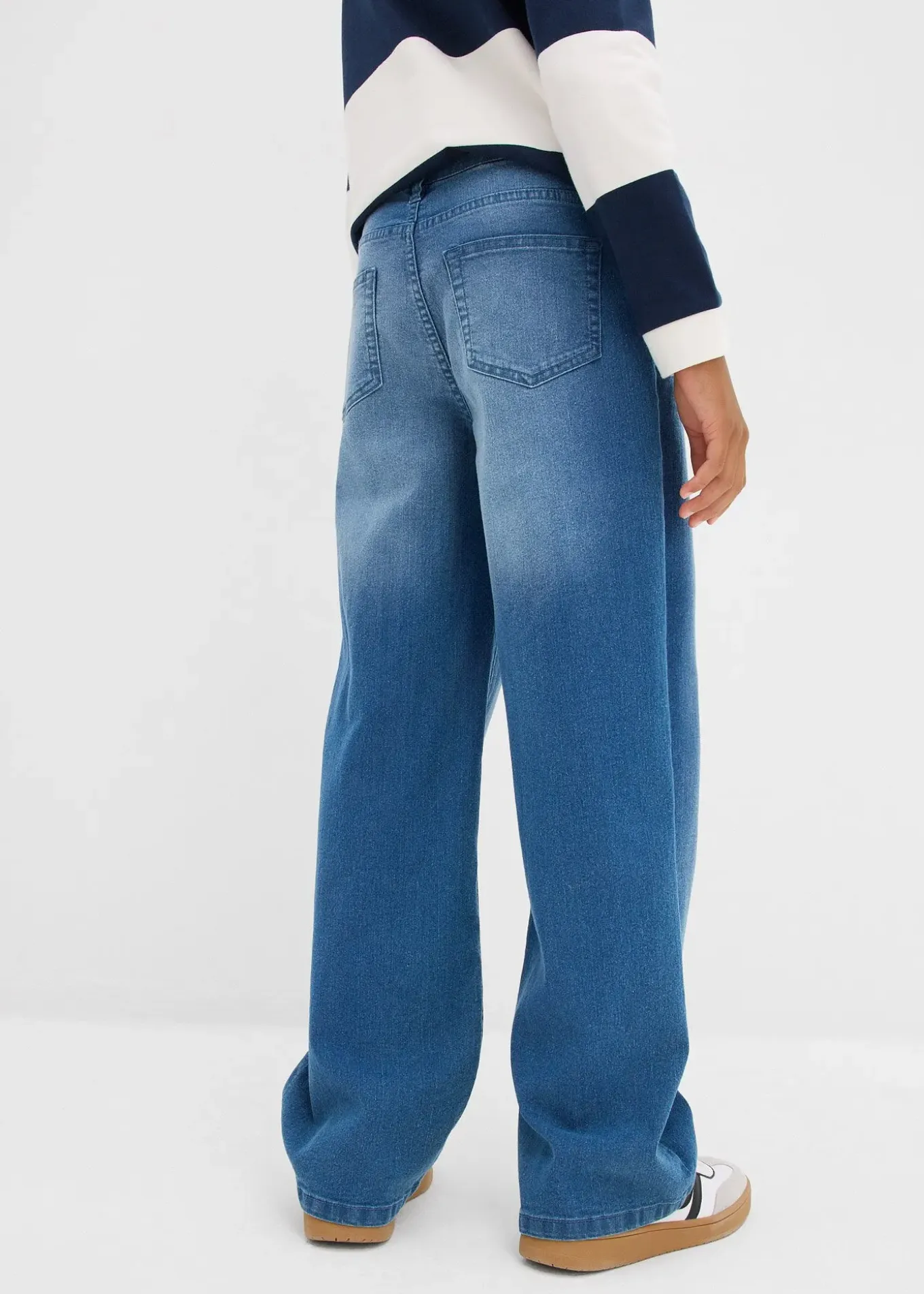 Jean à taille réglable, coupe droite et loose