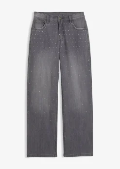 Jean ample taille mi-haute, orné de strass