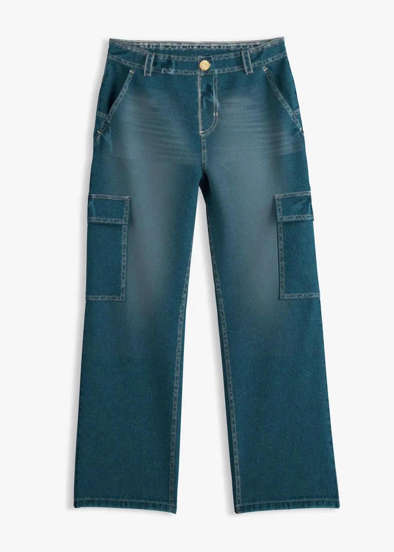 Jean baggy poches cargo, taille mi-haute