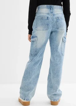 Jean baggy poches cargo, taille mi-haute