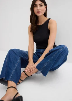 Jean balloon, taille haute, ultra-doux