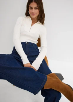 Jean balloon taille mi-haute