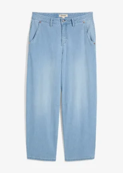 Jean balloon taille mi-haute ultra doux, cropped