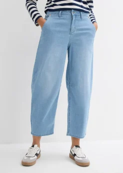 Jean balloon taille mi-haute ultra doux, cropped