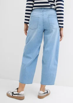 Jean balloon taille mi-haute ultra doux, cropped