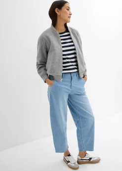 Jean balloon taille mi-haute ultra doux, cropped