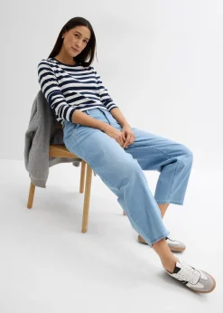 Jean balloon taille mi-haute ultra doux, cropped