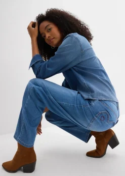 Jean barrel taille haute