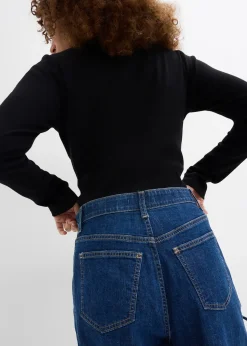Jean barrel, taille haute et élastiquée