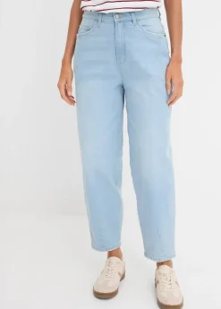 Jean barrel taille haute en coton