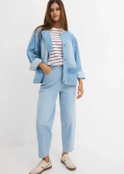 Jean barrel taille haute en coton