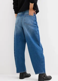 Jean barrel taille haute, cropped