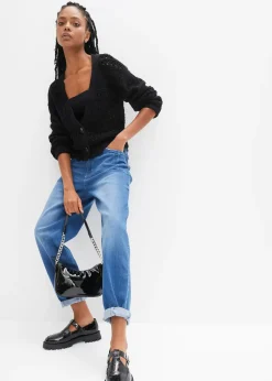 Jean barrel taille haute en coton