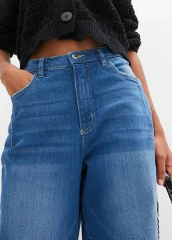 Jean barrel taille haute en coton