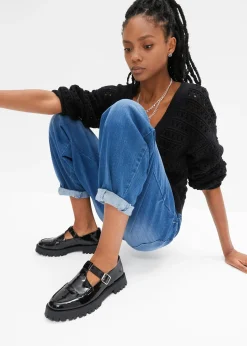 Jean barrel taille haute en coton