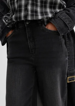 Jean barrel taille haute en coton