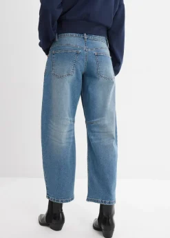 Jean barrel, taille mi-haute
