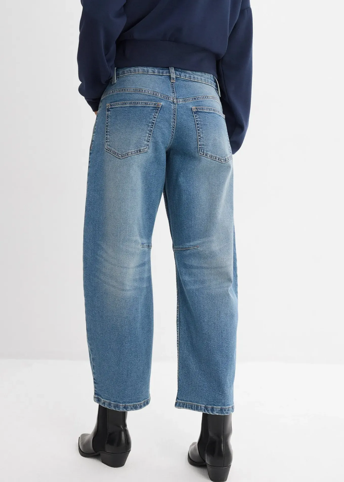 Jean barrel, taille mi-haute