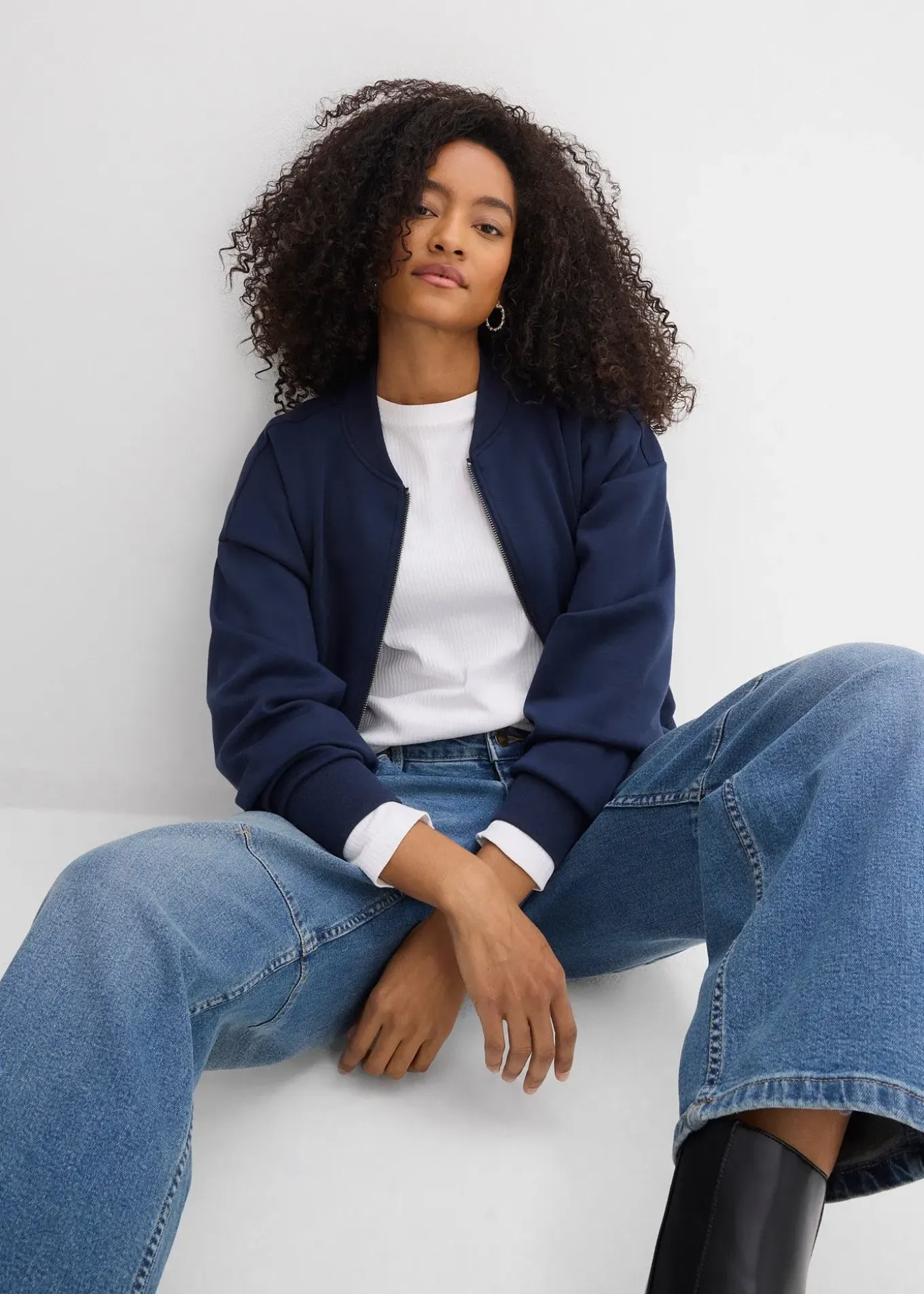 Jean barrel, taille mi-haute