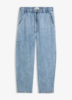 Jean barrel taille mi-haute élastiquée