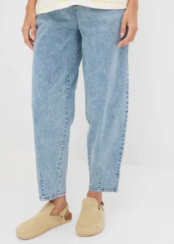 Jean barrel taille mi-haute élastiquée