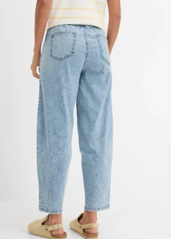 Jean barrel taille mi-haute élastiquée