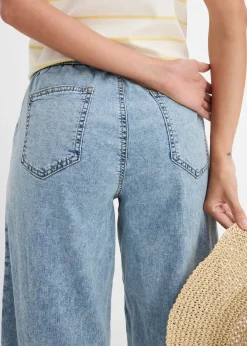 Jean barrel taille mi-haute élastiquée