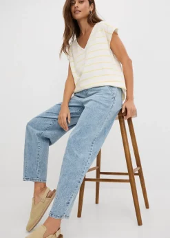 Jean barrel taille mi-haute élastiquée