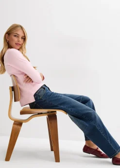 Jean barrel, taille mi-haute