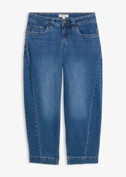 Jean barrel taille mi-haute, cropped