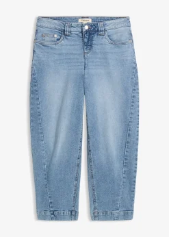 Jean barrel taille mi-haute, cropped
