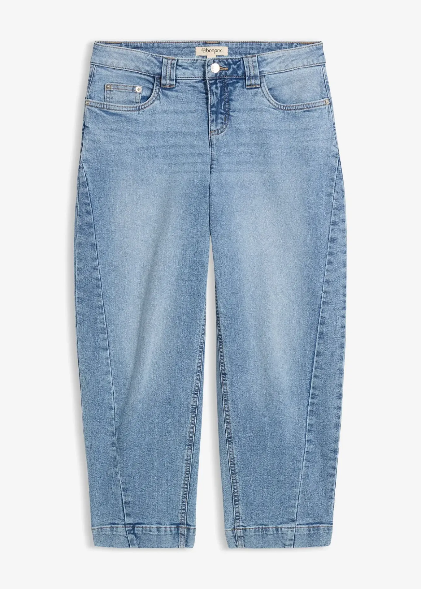 Jean barrel taille mi-haute, cropped