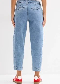 Jean barrel taille mi-haute, cropped