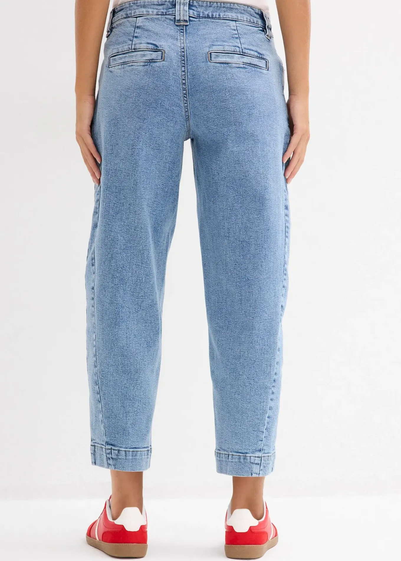 Jean barrel taille mi-haute, cropped
