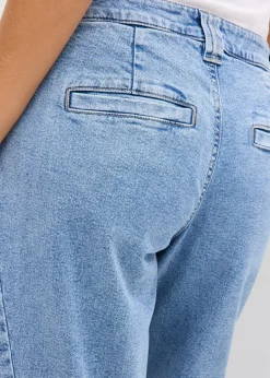 Jean barrel taille mi-haute, cropped