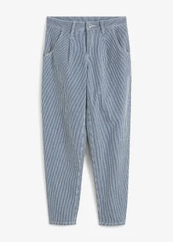 Jean barrel, taille mi-haute, rayé