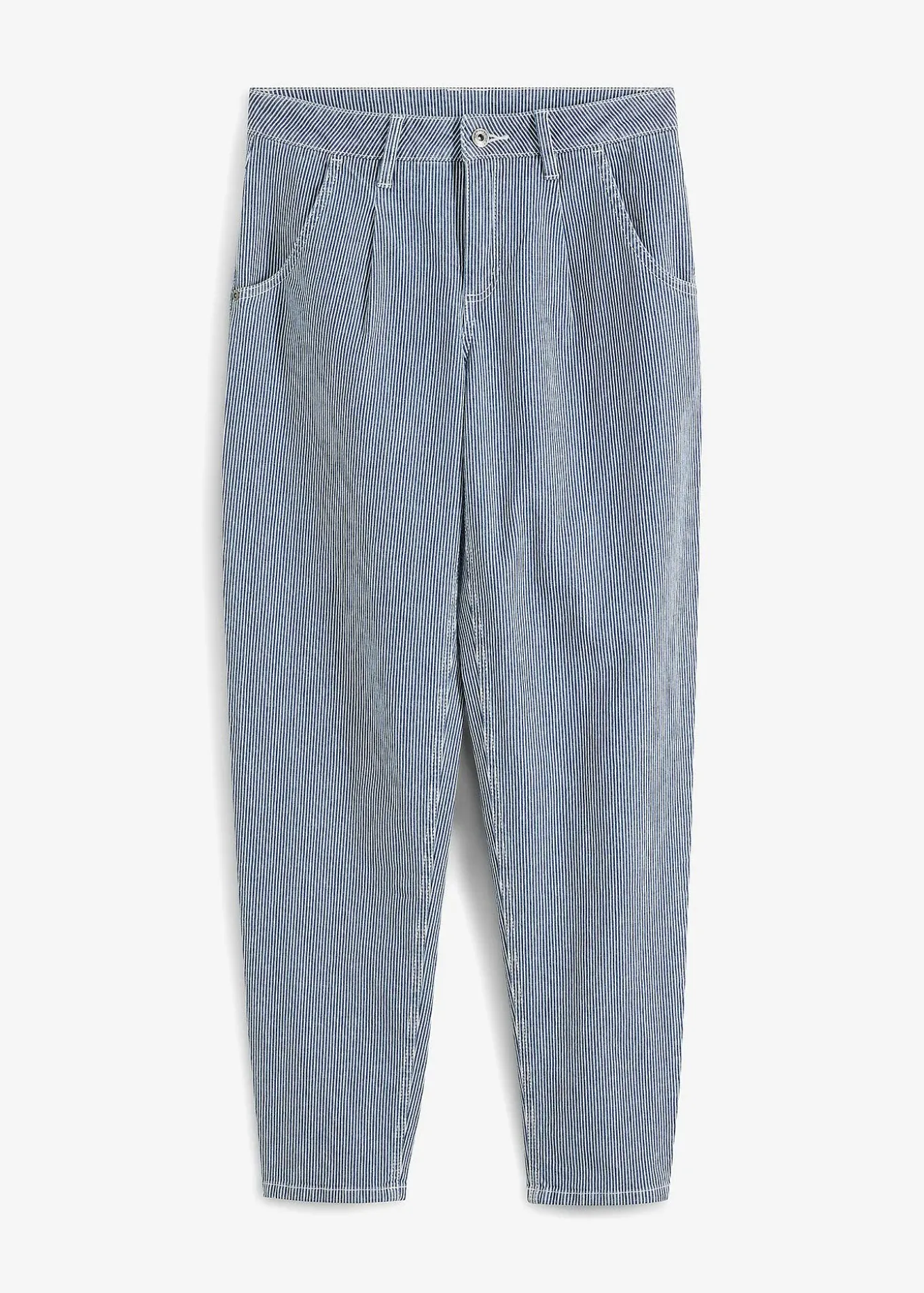 Jean barrel, taille mi-haute, rayé