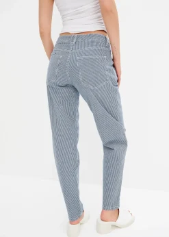 Jean barrel, taille mi-haute, rayé