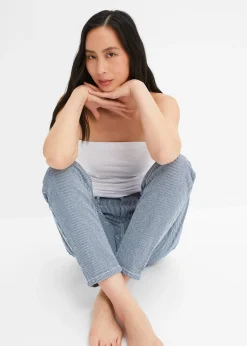 Jean barrel, taille mi-haute, rayé