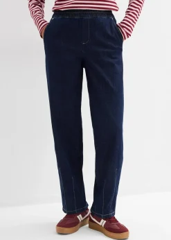 Jean barrel taille mi-haute élastiquée