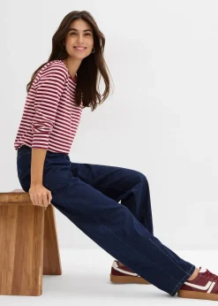 Jean barrel taille mi-haute élastiquée