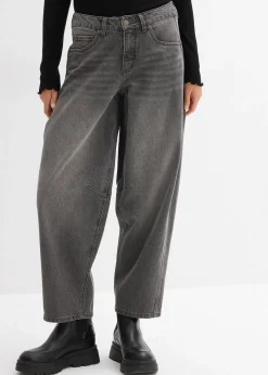 Jean barrel taille mi-haute